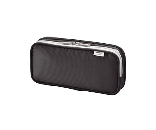 LIHITLAB SMART FIT bright label ダブルペンケース(L) 24ブラック A-7661 A7661-24 1個(ご注文単位1個)【直送品】