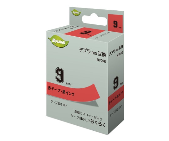 NinestAO テプラ互換テープ 赤地ラベル 9mm 黒文字 8m 20個入 NTC9R 1箱(ご注文単位1箱)【直送品】
