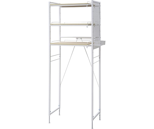 山善(YAMAZEN) 伸縮式ランドリーラック ナチュラル RAL-90(NA/WH) 1台(ご注文単位1台)【直送品】