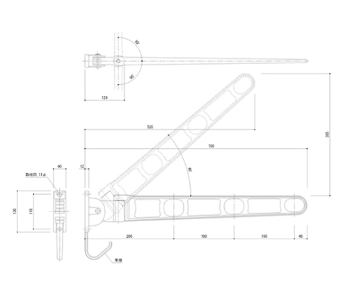 神栄ホームクリエイト 物干金物 バルコニー用 横収納タイプ ステンカラー SK-700B-SC 1個(ご注文単位1個)【直送品】