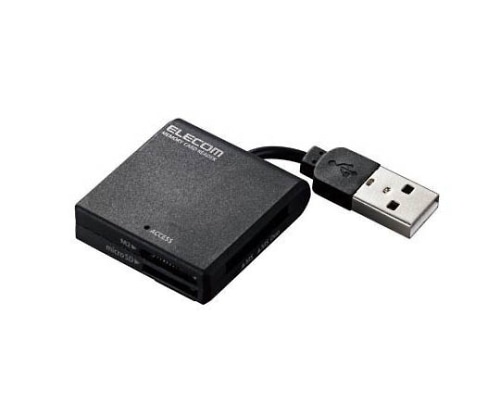エレコム メモリリーダライタ ケーブル固定 SD+MS対応 ブラック MR-K009BK 1パック(ご注文単位1パック)【直送品】