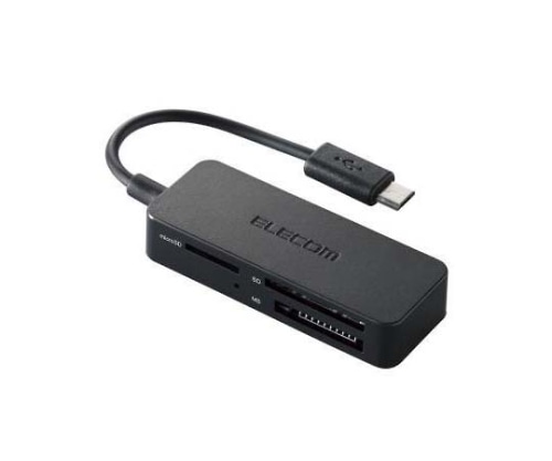 エレコム メモリリーダライタ スマホ・タブレット用 microBケーブル SD+microSD+MS対応 ブラック MRS-MB05BK 1パック(ご注文単位1パック)【直送品】