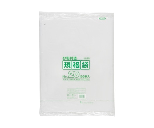 ジャパックス LD規格袋0.03mm厚 No.20紐付き LLDPE 透明 0.03mm 1ケース(100枚×10冊入) LK20 1ケース(ご注文単位1ケース)【直送品】