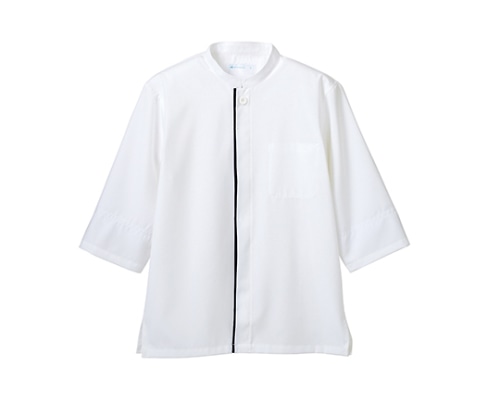 住商モンブラン 調理コート 兼用 7分袖ネット付 白/黒 6-461 L 1枚(ご注文単位1枚)【直送品】