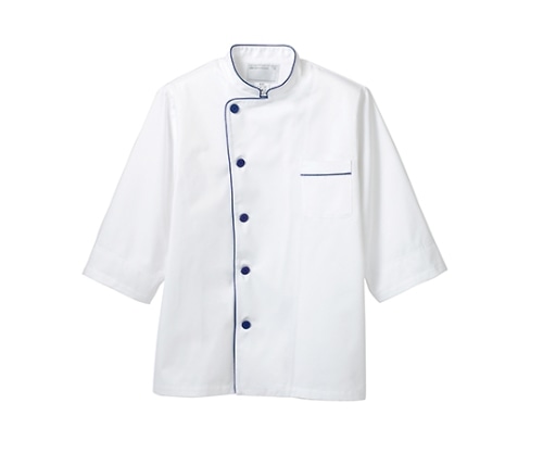 住商モンブラン コックコート兼用7分袖ネット 白/ブルー 6-511 LL 1枚(ご注文単位1枚)【直送品】