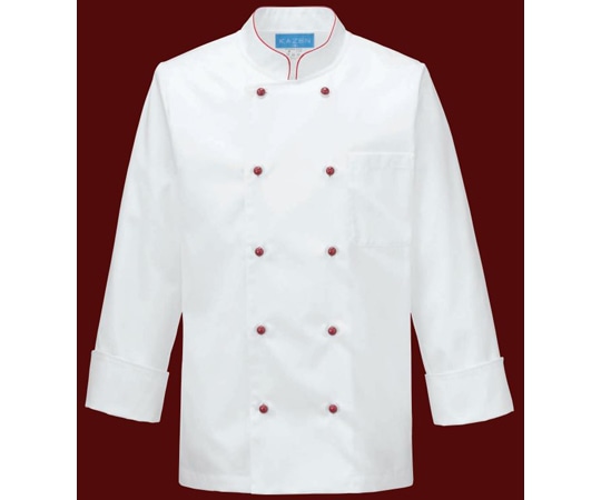 KAZEN コックコート アカ 4L 602-74 4L 1枚（ご注文単位1枚）【直送品】