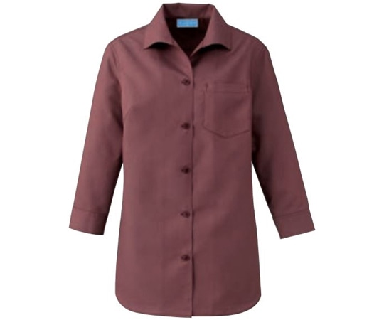 KAZEN レディスシャツ七分袖 ワイン M 627-18 M 1枚（ご注文単位1枚）【直送品】