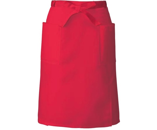 KAZEN 腰下エプロンミドル丈 アカ フリー APK488-7 フリー 1枚（ご注文単位1枚）【直送品】