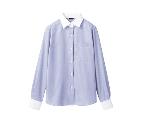 住商モンブラン シャツ レディス 長袖 ブルーストライプ BV2201-4 15 1枚（ご注文単位1枚）【直送品】