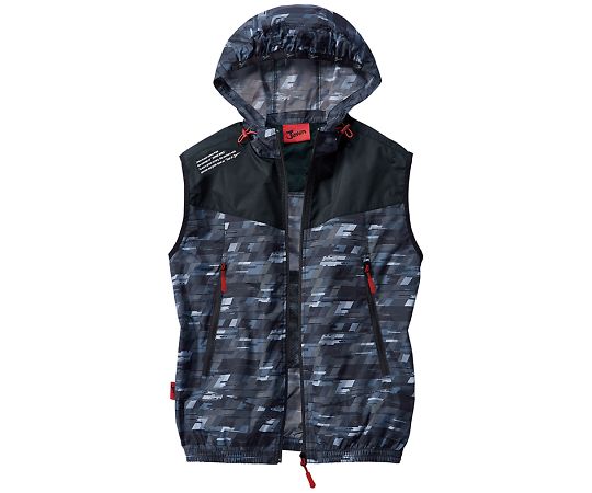 WHISEL(自重堂) マウンテンパーカータイプの空調服ベスト ブラックカモフラ L 54130 1枚(ご注文単位1枚)【直送品】