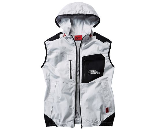 WHISEL(自重堂) 綿100%素材使用の空調服ベスト(フード付) シルバー 5L 54110 1枚(ご注文単位1枚)【直送品】