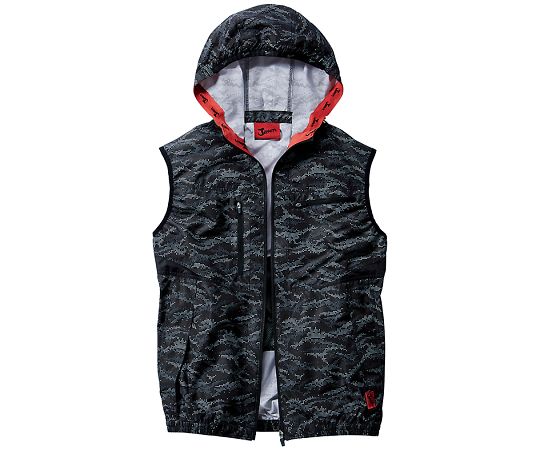 WHISEL(自重堂) デジタルカモフラージュ柄の空調服ベスト(フード付) ブラックカモフラ EL 54120 1枚(ご注文単位1枚)【直送品】
