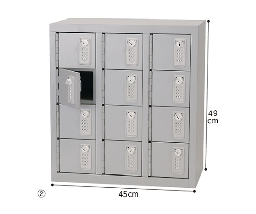 ストア・エキスプレス 貴重品ロッカーダイヤル錠 グレー【3列4段】 61-361-4-2 1台(ご注文単位1台)【直送品】