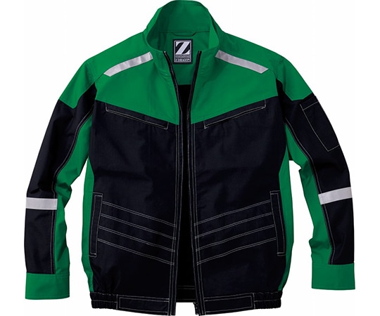 自重堂 空調服長袖ブルゾン ブラック×グリーン 4L 74100 1枚(ご注文単位1枚)【直送品】