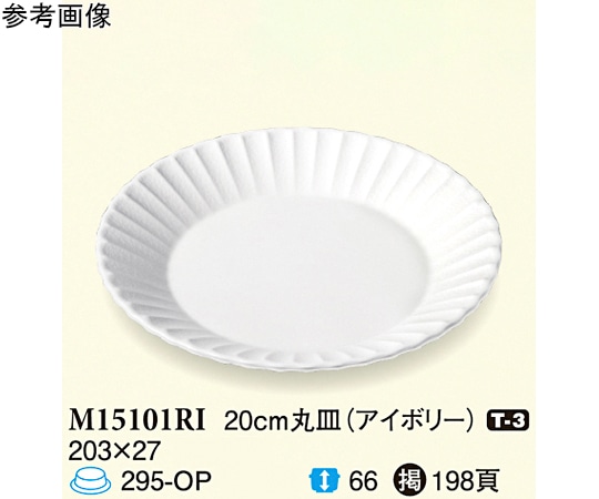 スリーライン 20cm 丸皿 アイボリー 60個入 M15101RI 1ケース（ご注文単位1ケース）【直送品】