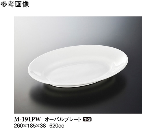 スリーライン オーバルプレート(大) パルホワイト 40個入 M-191PW 1ケース（ご注文単位1ケース）【直送品】