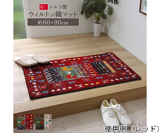 アズワン 玄関マット トルコ製 ウィルトン織り 約60×90cm 抗菌防臭 消臭機能 へたりにくい アイボリー 1311190141801 1個(ご注文単位1個)【直送品】