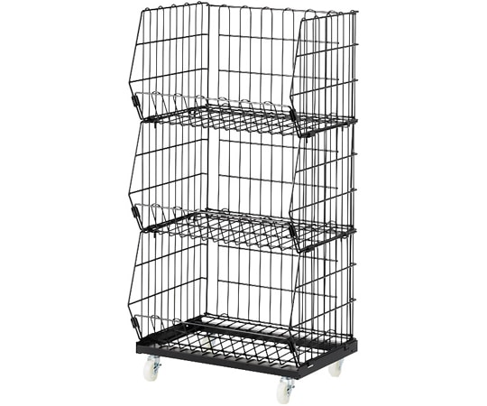 ストア・エキスプレス ジャンブルバスケット 強化型 黒 ワイド 3段 61-752-18-1 1台（ご注文単位1台）【直送品】