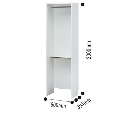 白井産業 ポルターレクローク 幅600 ハンガーラック2段 POC-2060WPWH 1台（ご注文単位1台）【直送品】