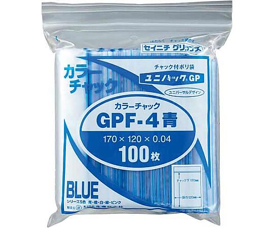 生産日本社(セイニチ) ユニパックカラーチャック青A6 100枚入 F-4B 1パック（ご注文単位1パック）【直送品】