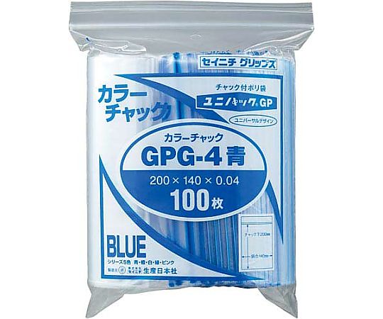 生産日本社(セイニチ) ユニパックカラーチャック青B6 100枚入 G-4B 1パック（ご注文単位1パック）【直送品】