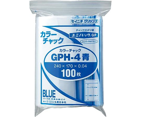 生産日本社(セイニチ) ユニパックカラーチャック青A5 100枚入 H-4B 1パック（ご注文単位1パック）【直送品】