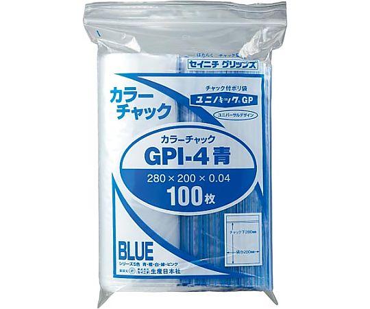 生産日本社(セイニチ) ユニパックカラーチャック青B5 100枚入 I-4B 1パック（ご注文単位1パック）【直送品】