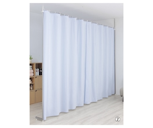 ストア・エキスプレス つっぱりパーティション(カーテンタイプ) ライトブルー 61-550-96-2 1台(ご注文単位1台)【直送品】