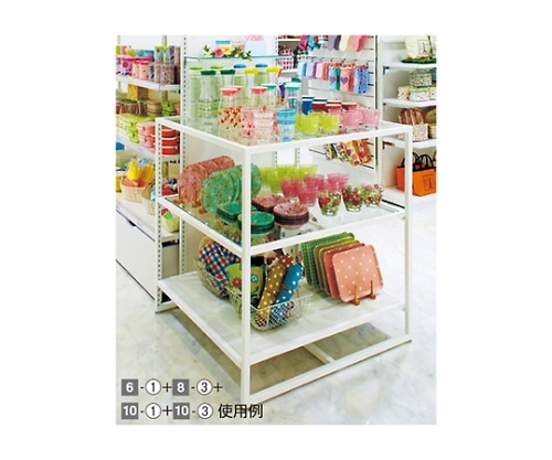 ストア・エキスプレス スクエアフレーム用中間棚 棚枠・ホワイト W90×D90cm用 ラスティック柄 61-56-8-2 1セット（ご注文単位1セット）【直送品】