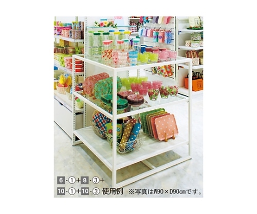 ストア・エキスプレス スクエアフレーム用中間棚 棚枠・ホワイト W120×D90cm用 ガラス棚 61-56-9-3 1セット（ご注文単位1セット）【直送品】