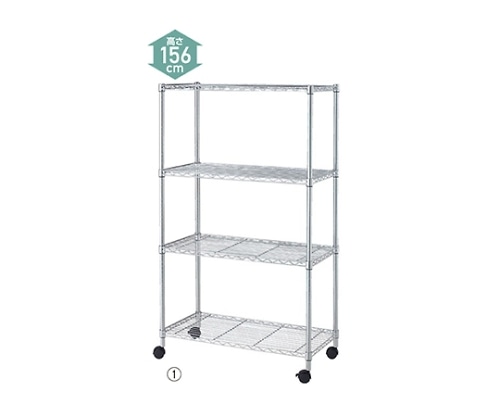 ストア・エキスプレス ローコストワイヤーラックW90×D35×H156cm 4段 キャスター付き 61-66-10-1 1個（ご注文単位1個）【直送品】