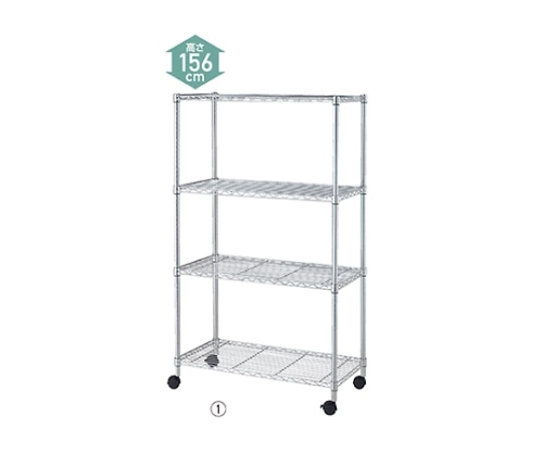 ストア・エキスプレス ローコストワイヤーラックW120×D45×H156cm 4段 キャスター付き 61-66-14-2 1個（ご注文単位1個）【直送品】