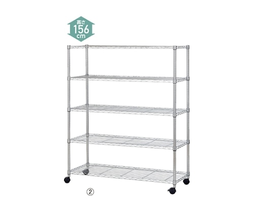 ストア・エキスプレス ローコストワイヤーラックW90×D45×H156cm 5段 キャスター付き 61-66-15-1 1個（ご注文単位1個）【直送品】