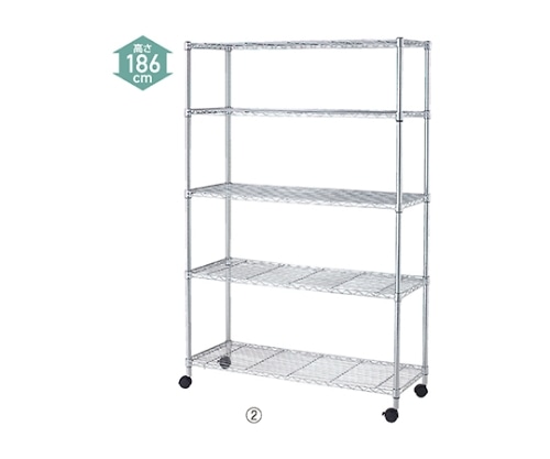 ストア・エキスプレス ローコストワイヤーラックW120×D45×H187cm 5段 キャスター付き 61-66-16-2 1個（ご注文単位1個）【直送品】
