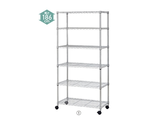ストア・エキスプレス ローコストワイヤーラックW90×D45×H187cm 6段 キャスター付き 61-66-17-1 1個（ご注文単位1個）【直送品】