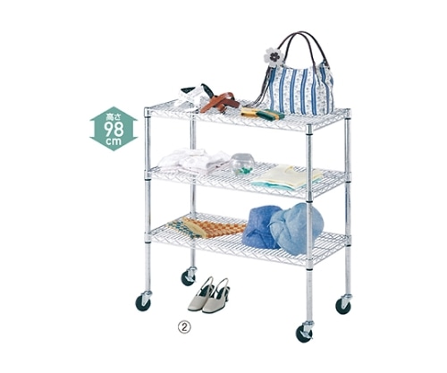 ストア・エキスプレス ワイヤーラック D45cmタイプ(キャスター付き) H98cm 3段 D45.7cm W121.2cm 61-62-1-3 1個（ご注文単位1個）【直送品】