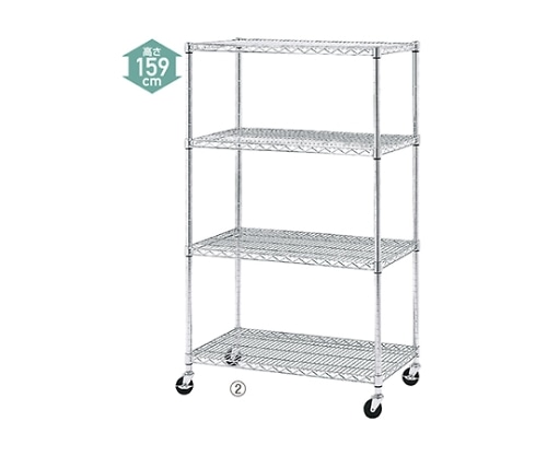 ストア・エキスプレス ワイヤーラック D45cmタイプ(キャスター付き) H159cm 4段 D45.7cm W60.9cm 61-62-2-1 1個（ご注文単位1個）【直送品】
