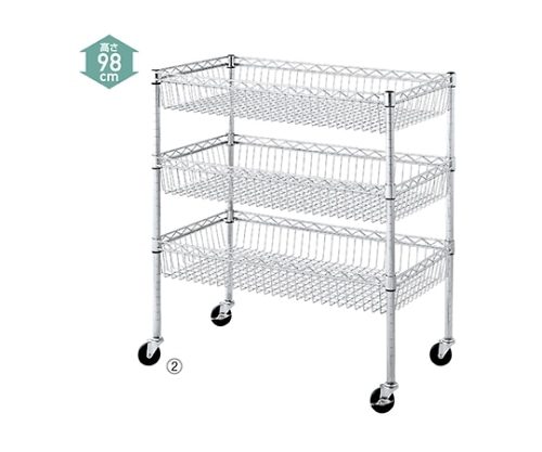 ストア・エキスプレス シェルフワゴンH98cm 3段展開 W90.7×D45.7cm 61-753-55-2 1個（ご注文単位1個）【直送品】