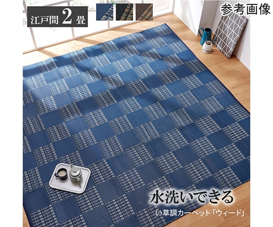 アズワン ラグ 洗える PPカーペット 『ウィード』 ネイビー 江戸間2畳(約174×174cm) 1090280190902 1個（ご注文単位1個）【直送品】