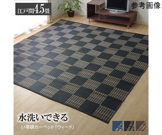アズワン ラグ 洗える PPカーペット 『ウィード』 ブラック 江戸間4.5畳(約261×261cm) 1090280031102 1個（ご注文単位1個）【直送品】