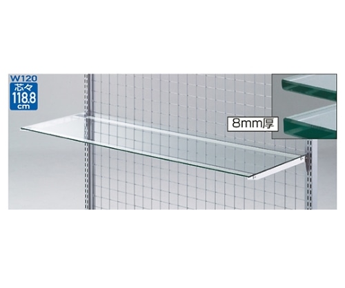 ストア・エキスプレス ガラス棚セットW120cmインハングタイプ ガラス8mm厚 D40cm 61-36-6-6 1セット（ご注文単位1セット）【直送品】