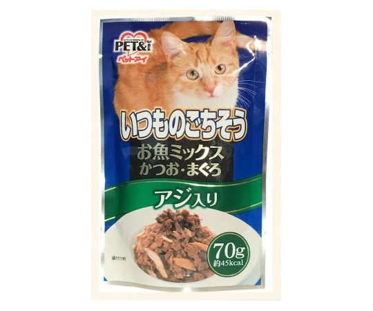 ペットアイ いつものごちそう お魚ミックス かつお・まぐろ アジ入り 70g  1箱（ご注文単位1箱）【直送品】
