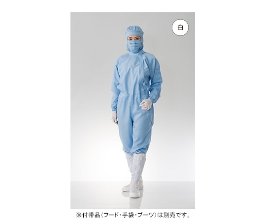 東洋リントフリー クリーンルーム用ツナギ服 白 M FC142C-01 M 1枚 (ご注文単位1枚)【直送品】