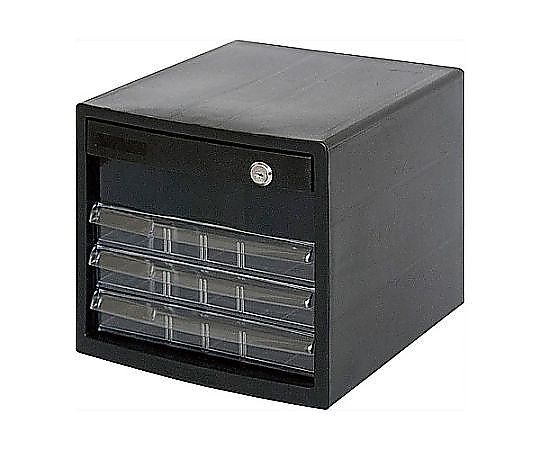 アズワン 278x350x258mm/鍵付 深1・浅3段 レターケース(黒) EA954JD-43 1台(ご注文単位1台)【直送品】