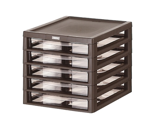 アズワン アプロスB4 浅型 机上収納ケース 5段 ダークブラウン 61-356-11-2 1台（ご注文単位1台）【直送品】