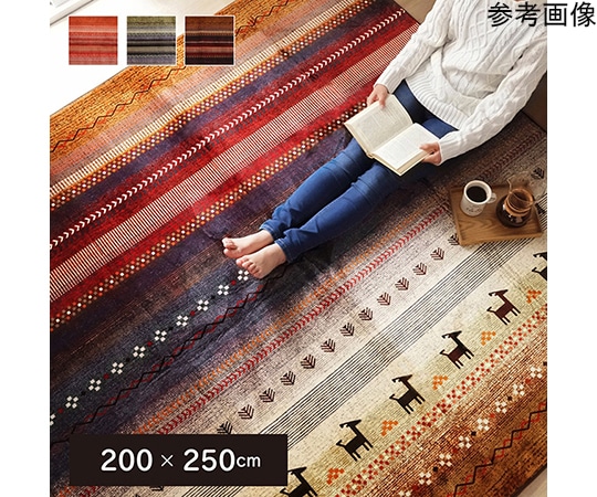 アズワン ラグ 長方形 洗える ギャベ 防音 オレンジ 約200×250cm ホットカーペット対応 1271840203201 1個（ご注文単位1個）【直送品】