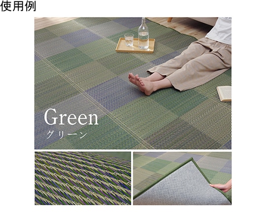 アズワン ラグ い草 モダン 撥水 自然素材 滑り止め 不織布 防ダニ グリーン 約190×190cm 1070520123217 1個（ご注文単位1個）【直送品】