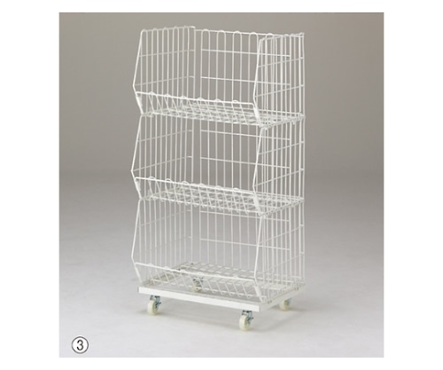 ストア・エキスプレス ジャンブルバスケット 強化型 白 ワイド 3段 61-752-16-1 1台（ご注文単位1台）【直送品】