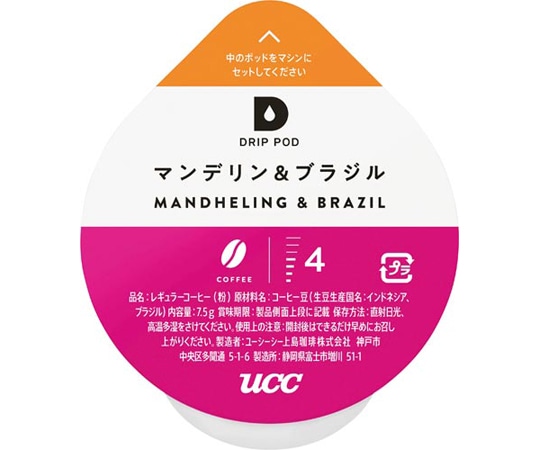 UCC DRIPPOD マンデリン&ブラジル 12杯 364424 1箱※軽（ご注文単位1箱）【直送品】