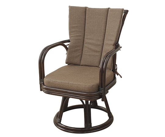 山善(YAMAZEN) 籐製らくらく立ち上がりハイバックチェア ブラウン TF27-773(BR) 1台(ご注文単位1台)【直送品】